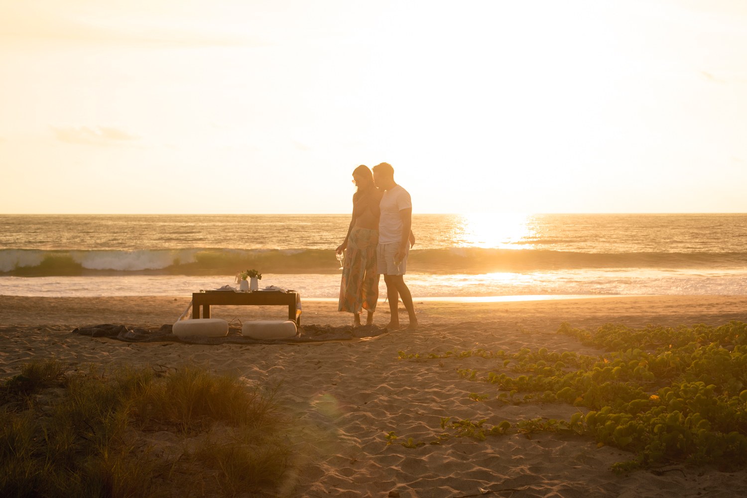 Montaje para propuesta de matrimonio en la playa