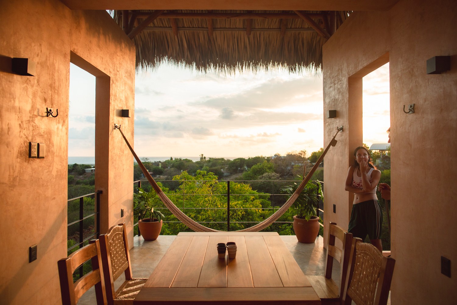 Casa Chapulin rooftop terrace with ocean and jungle views in Puerto Escondido